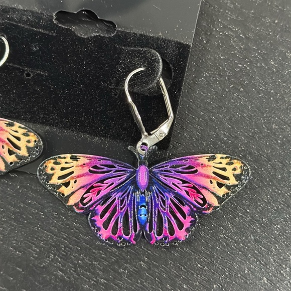 Butterfly Laser Cut Rainbow Butterly Earrings - Picture 2 of 9